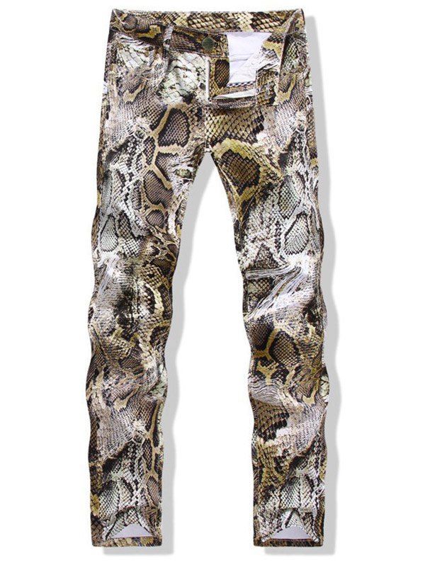 

Straight Leg Snakeskin Print Jeans, Cornsilk