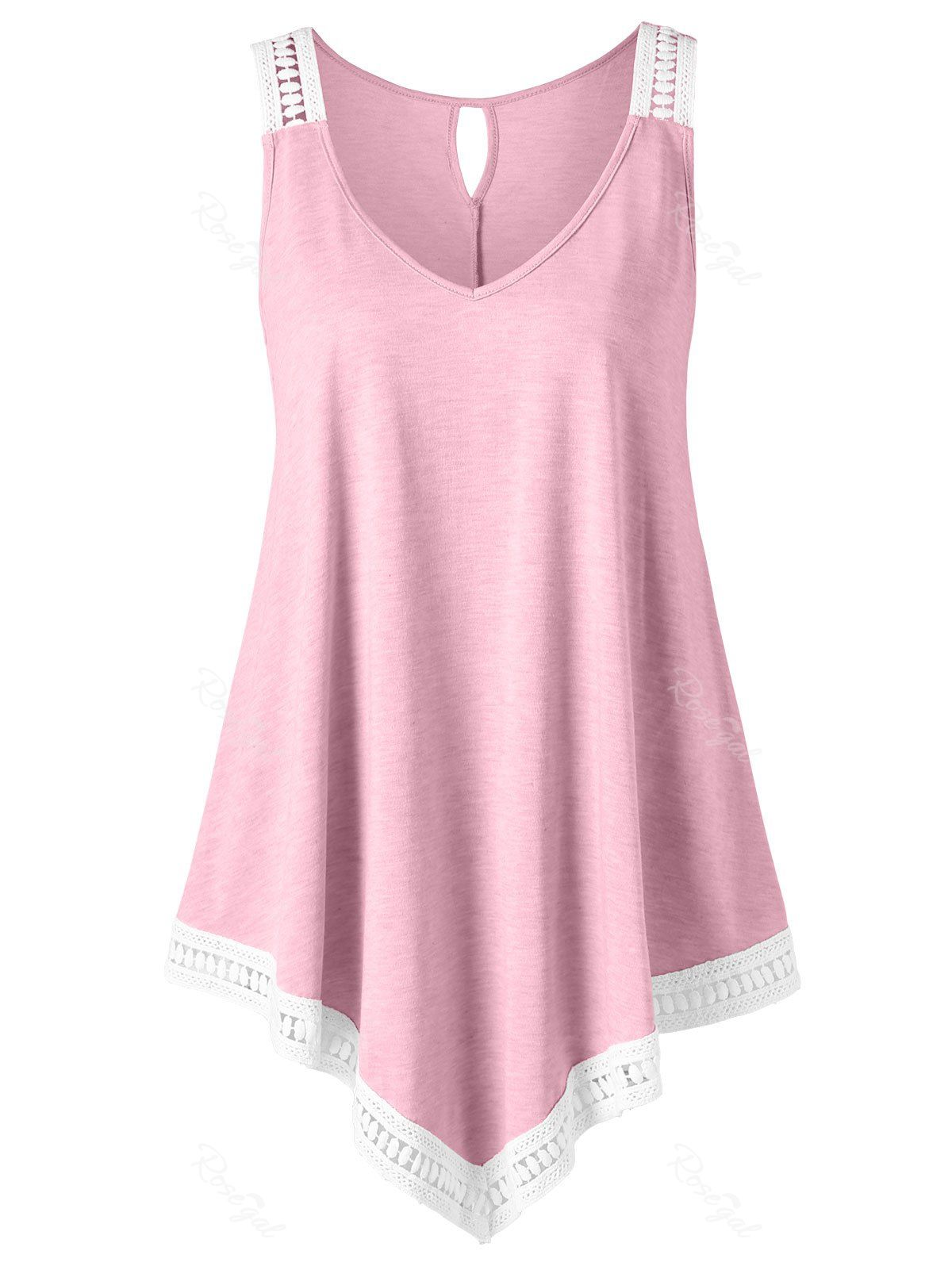 

Plus Size V Neck Trapeze Tank Top, Light pink