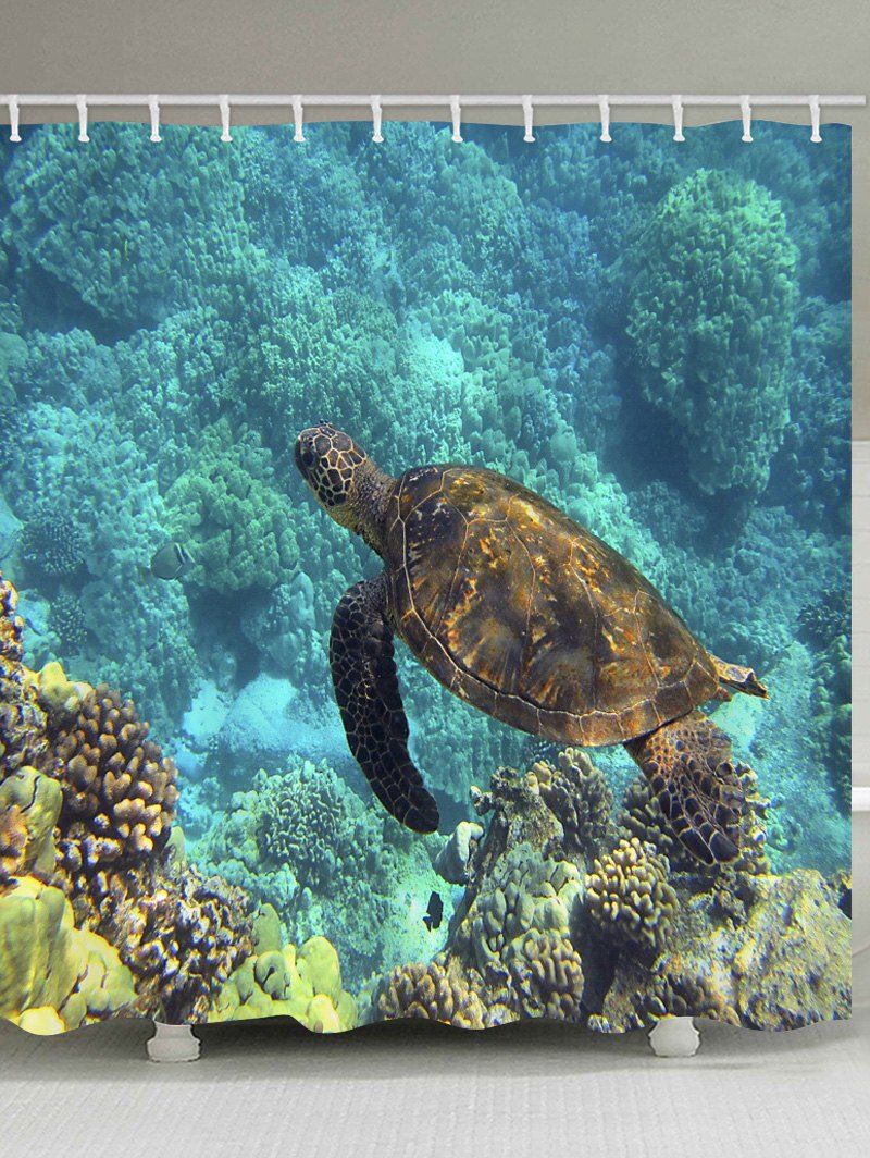 

Waterproof Sea Turtle Printed Shower Curtain, Blue lagoon