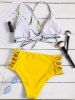 Pineapple Print Strappy High Rise Bikini Set -  