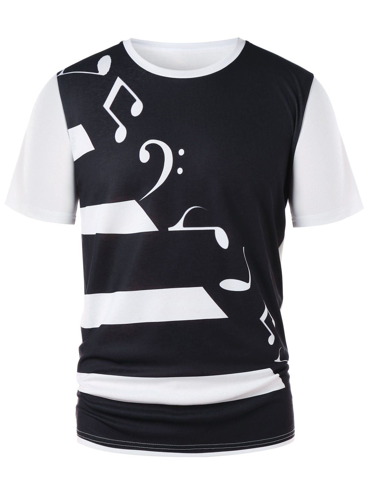 

Short Sleeve Piano Keys Notes Print Tee, White