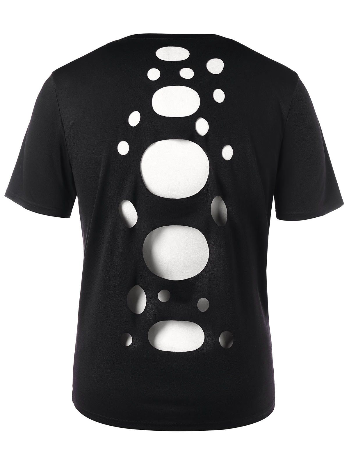 

V Neck Hollow Out Tee, Black