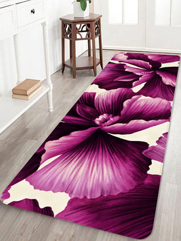 

Flower Pattern Water Absorption Non-slip Area Rug, Purple jam
