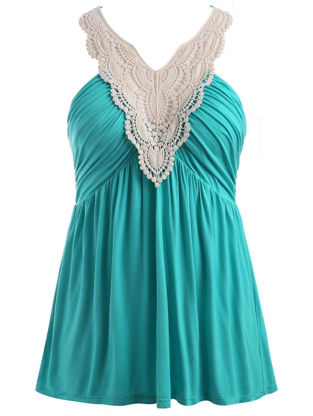 

Plus Size Crochet Trim Racerback Tank Top, Medium turquoise