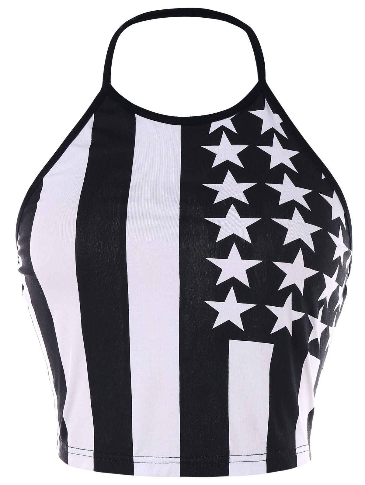 

American Patriotic Halter Tank Top, Black white