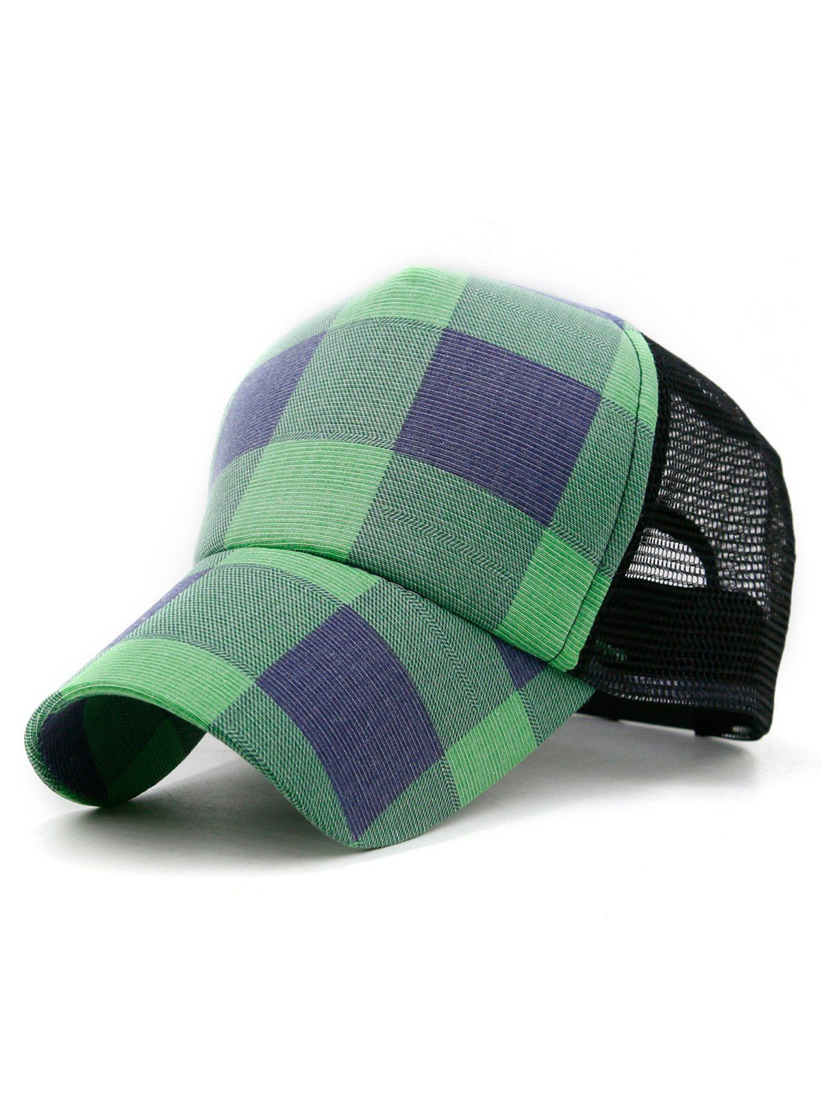 

Outdoor Lattice Checked Pattern Sunscreen Hat, Blue green