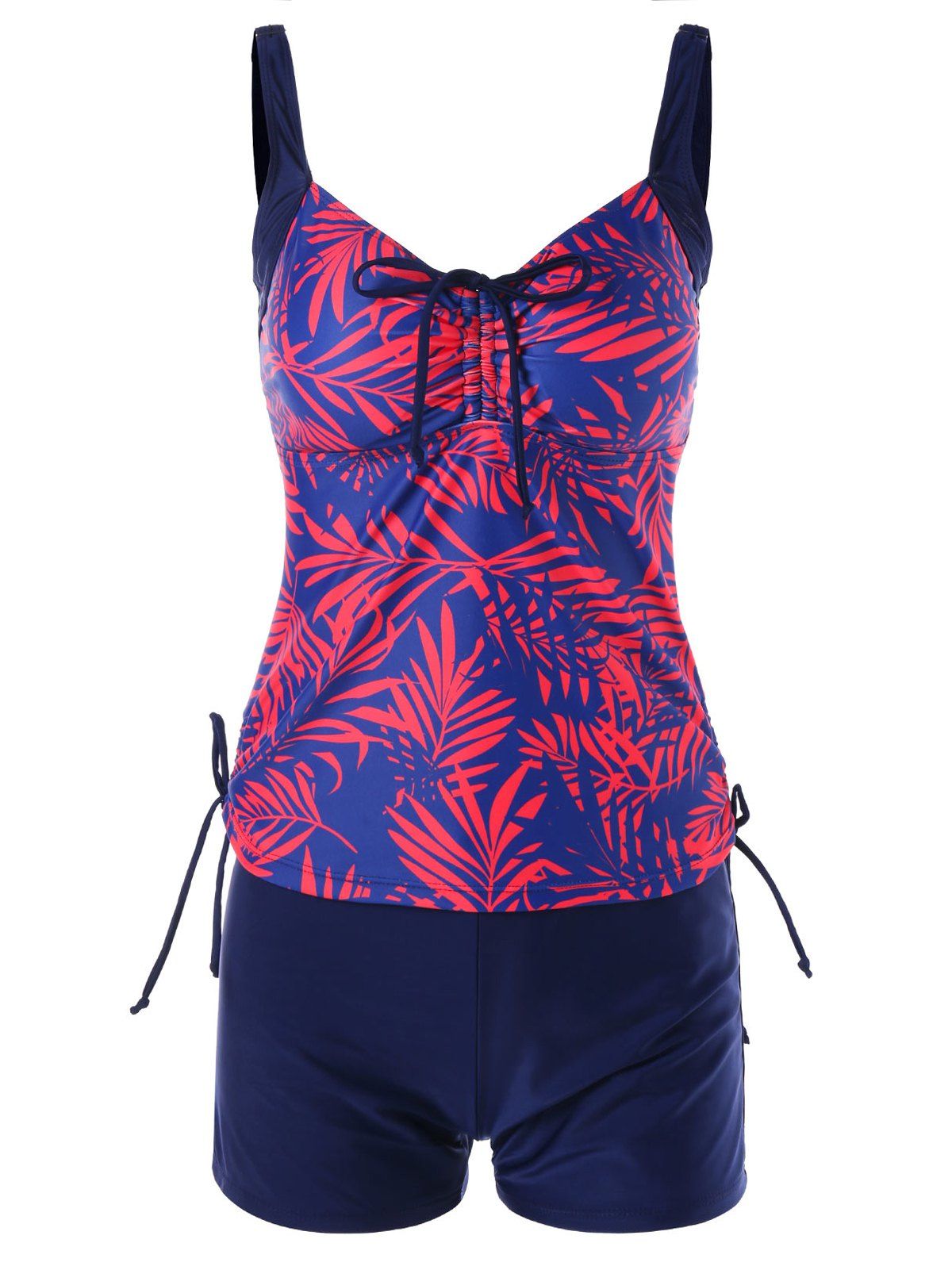 

Boyshort Printed Drawstring Knot Tankini, Blue