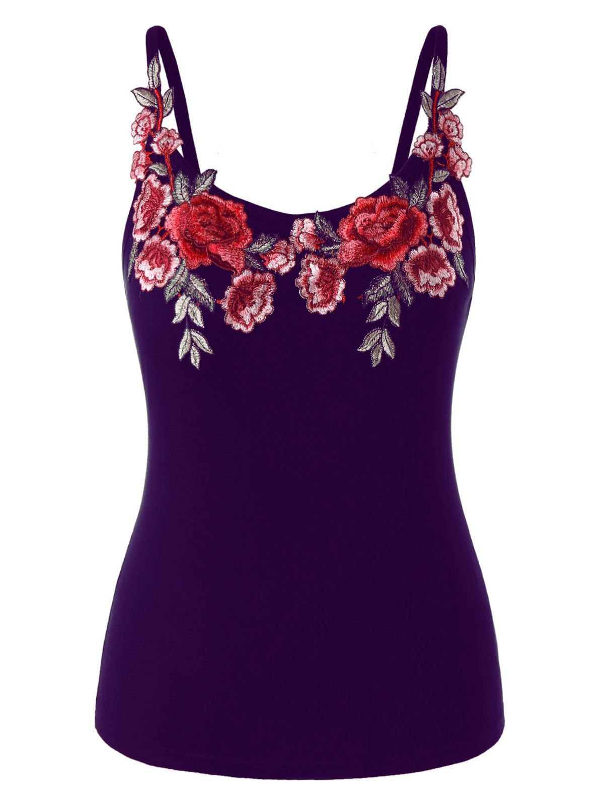 

Plus Size Embroidery Cami Top, Dull purple