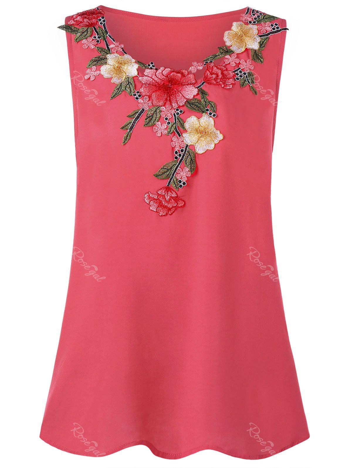 

Plus Size Embroidery Tank Top, Watermelon pink