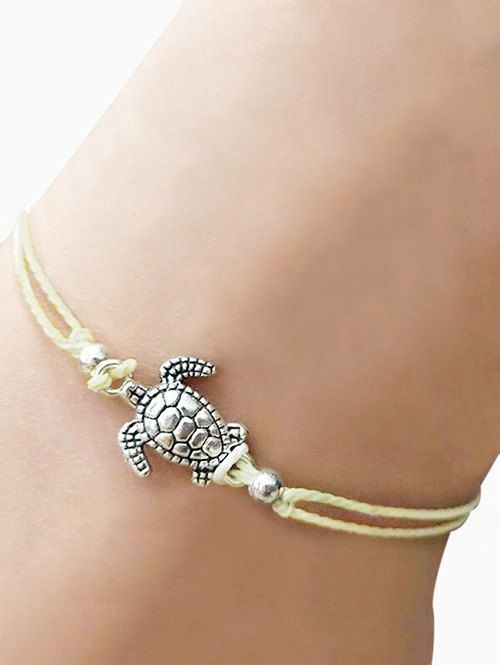 

Tortoise Adjustable Braid Rope Anklet, Beige