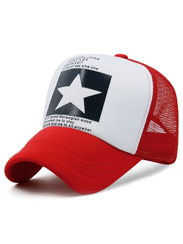 

Mesh Star Pattern Baseball Cap, Love red