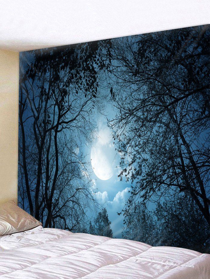 

Night Sky Moon Print Wall Hanging Tapestry, Dark slate blue