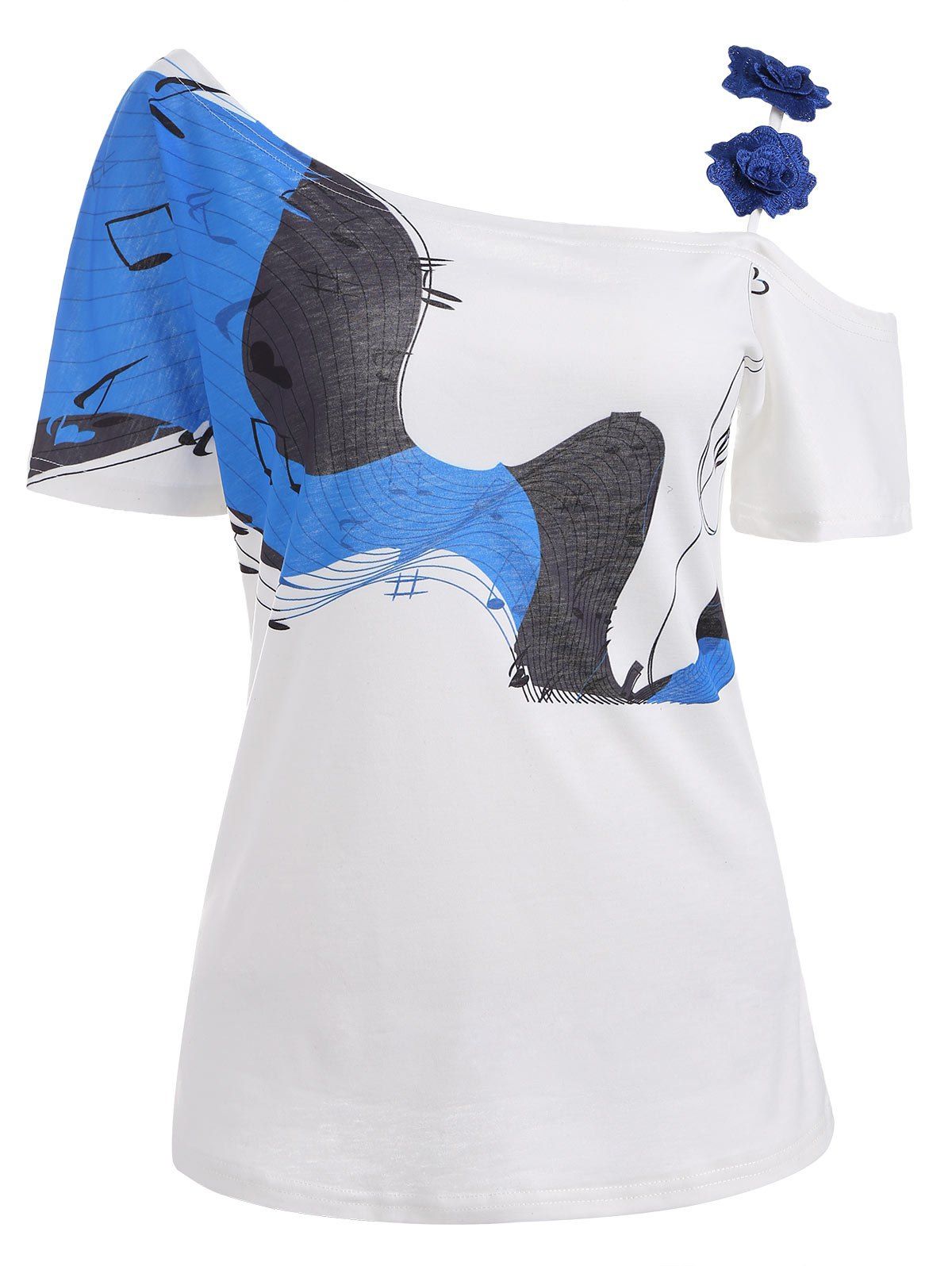 

Skew Neck Notes Print Graphic Tee, White