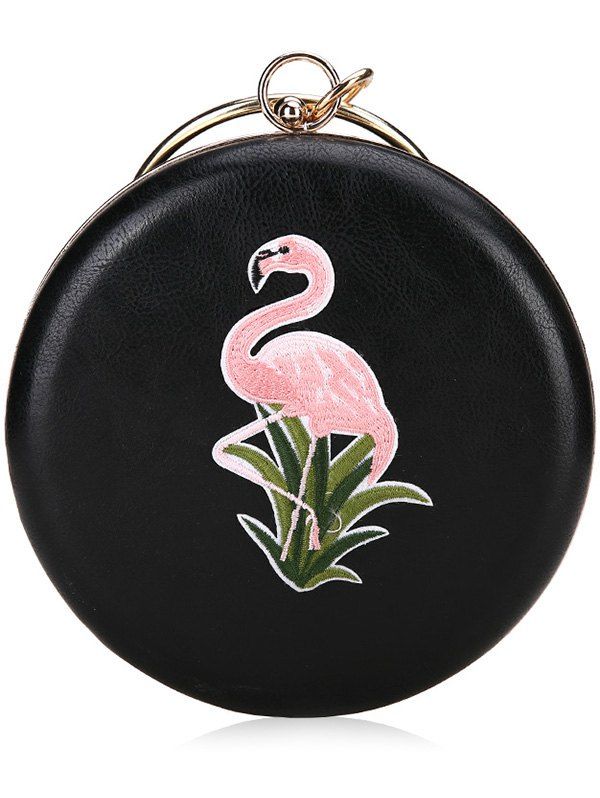 

Round Shaped Chic Flamingo Handbag with Chain, Black