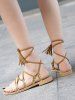 Lace Up Crisscross Tassels Sandals -  