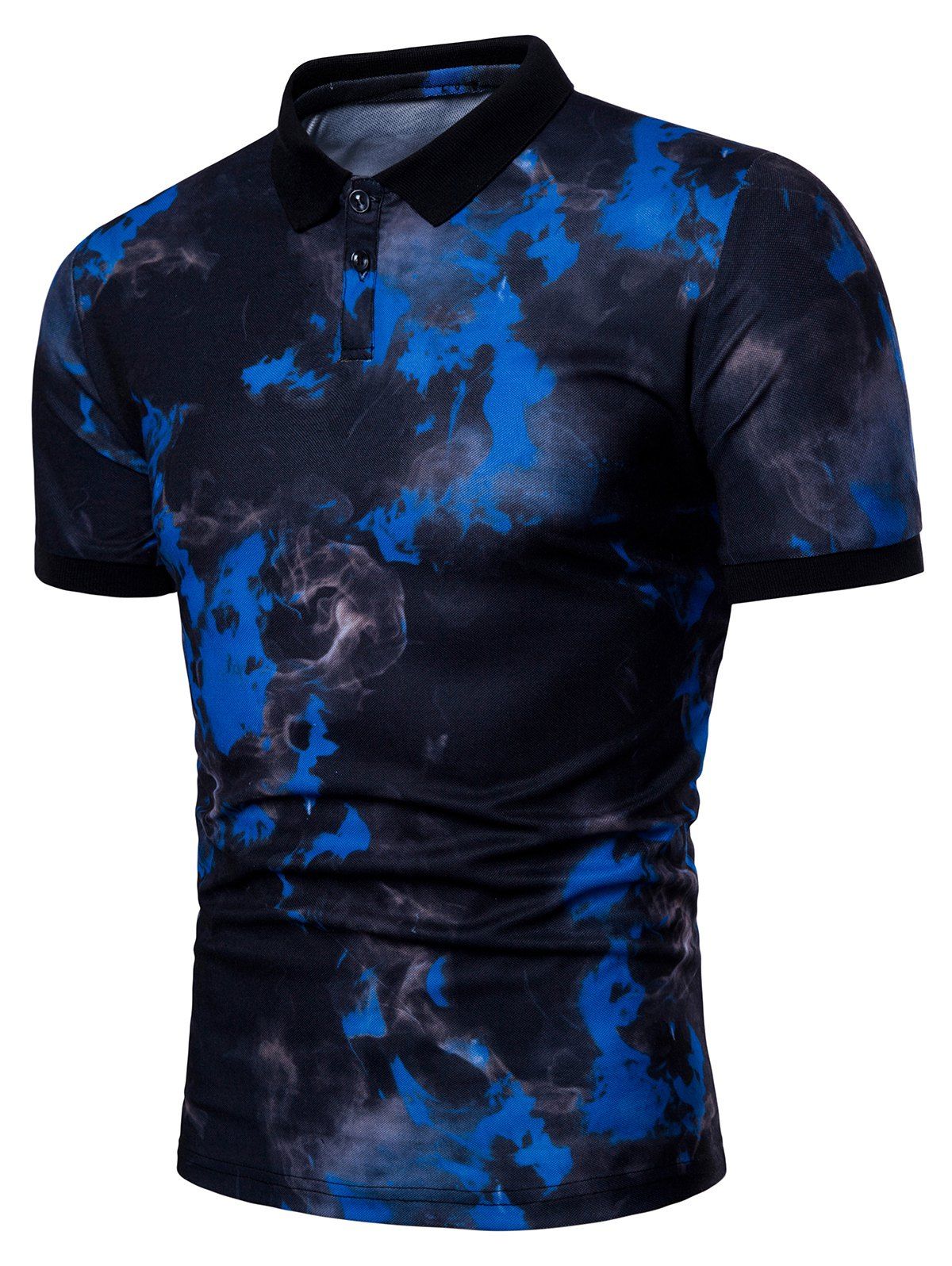 

Short Sleeve Smog Print Polo Shirt, Blue orchid