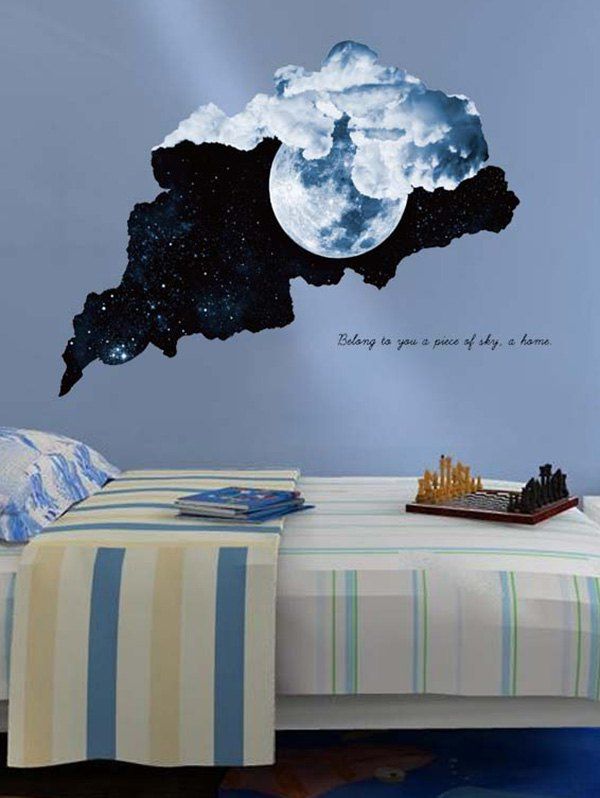 

Moon Night Pattern Wall Stickers for Living Room, Dark slate blue