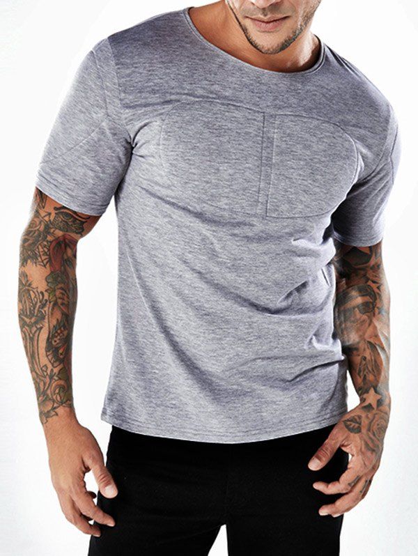 

Slim Pectoral Muscles Pad Decorated T-shirt, Gray goose