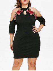 Robe Forure à Applique Floral Grande Taille -  