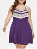 Plus Size Crochet Lace Mini Slip Dress -  