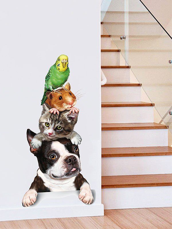 

Cute Pets Dogs Pattern Wall Stickers for Living Room, Multi-b