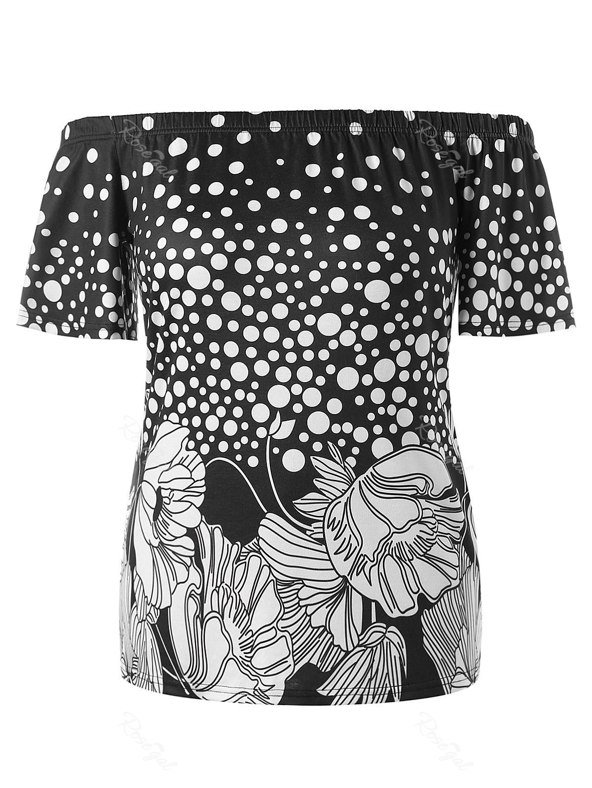 

Plus Size Polka Dot Bardot T-shirt, Black