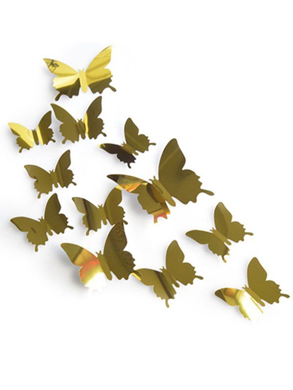 

12 Pcs 3D Mirror Butterfly Wall Art Stickers, Gold