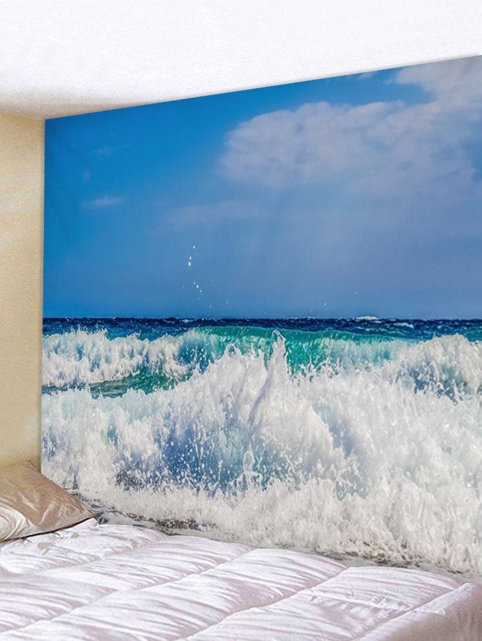 

Ocean Waves Sky Print Wall Hanging Decor Tapestry, Sky blue