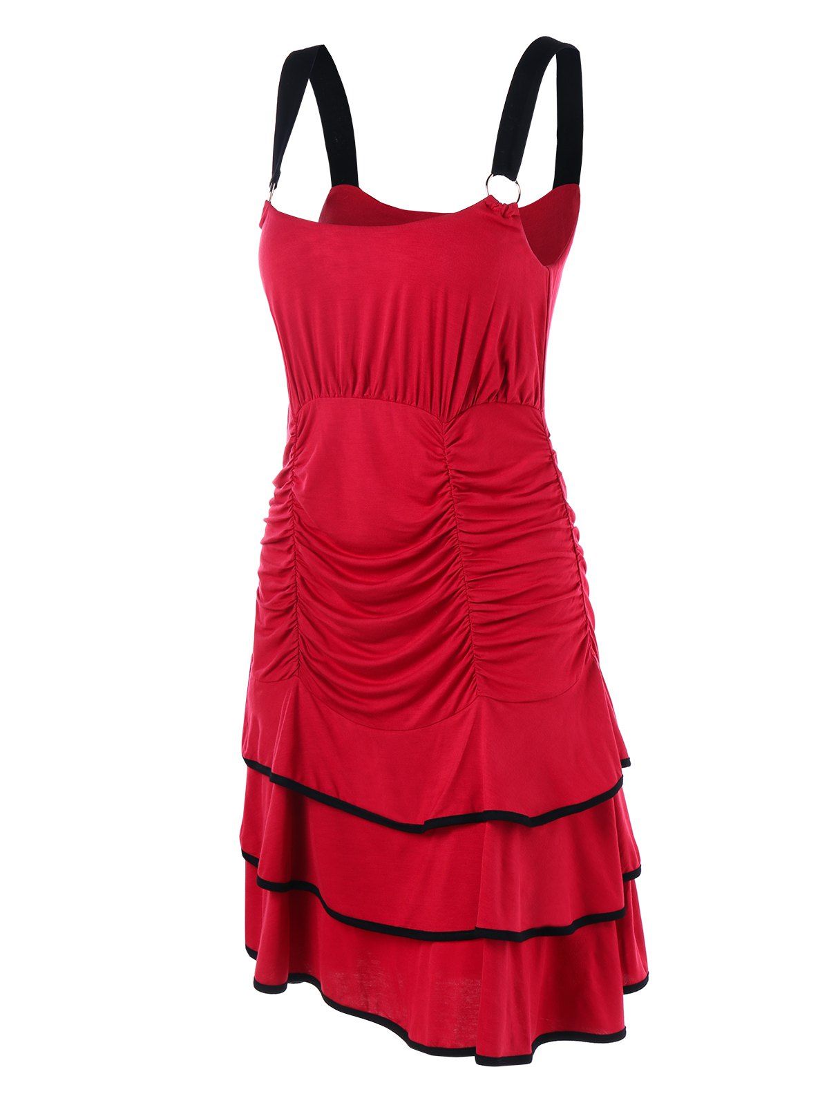 

Ruched Flounce Mini Dress, Red