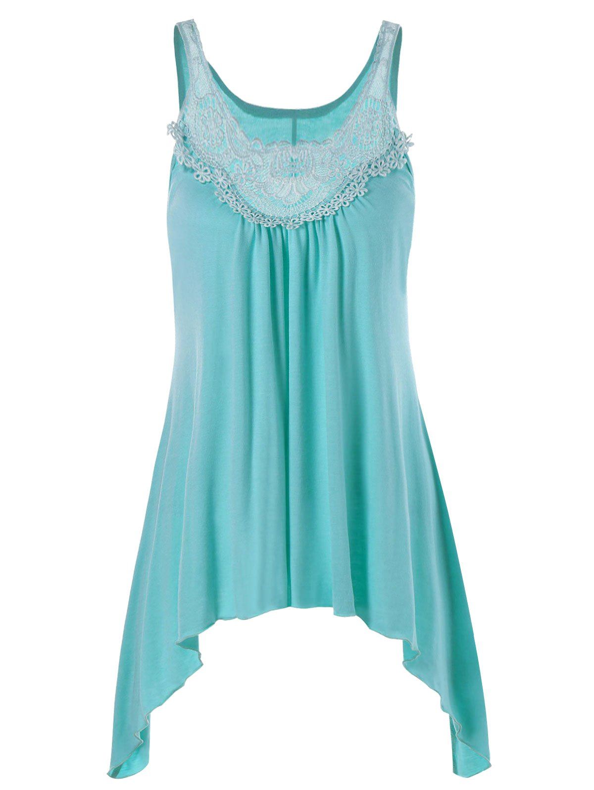 

Crochet Ruched Sharkbite Hem Tank Top, Blue