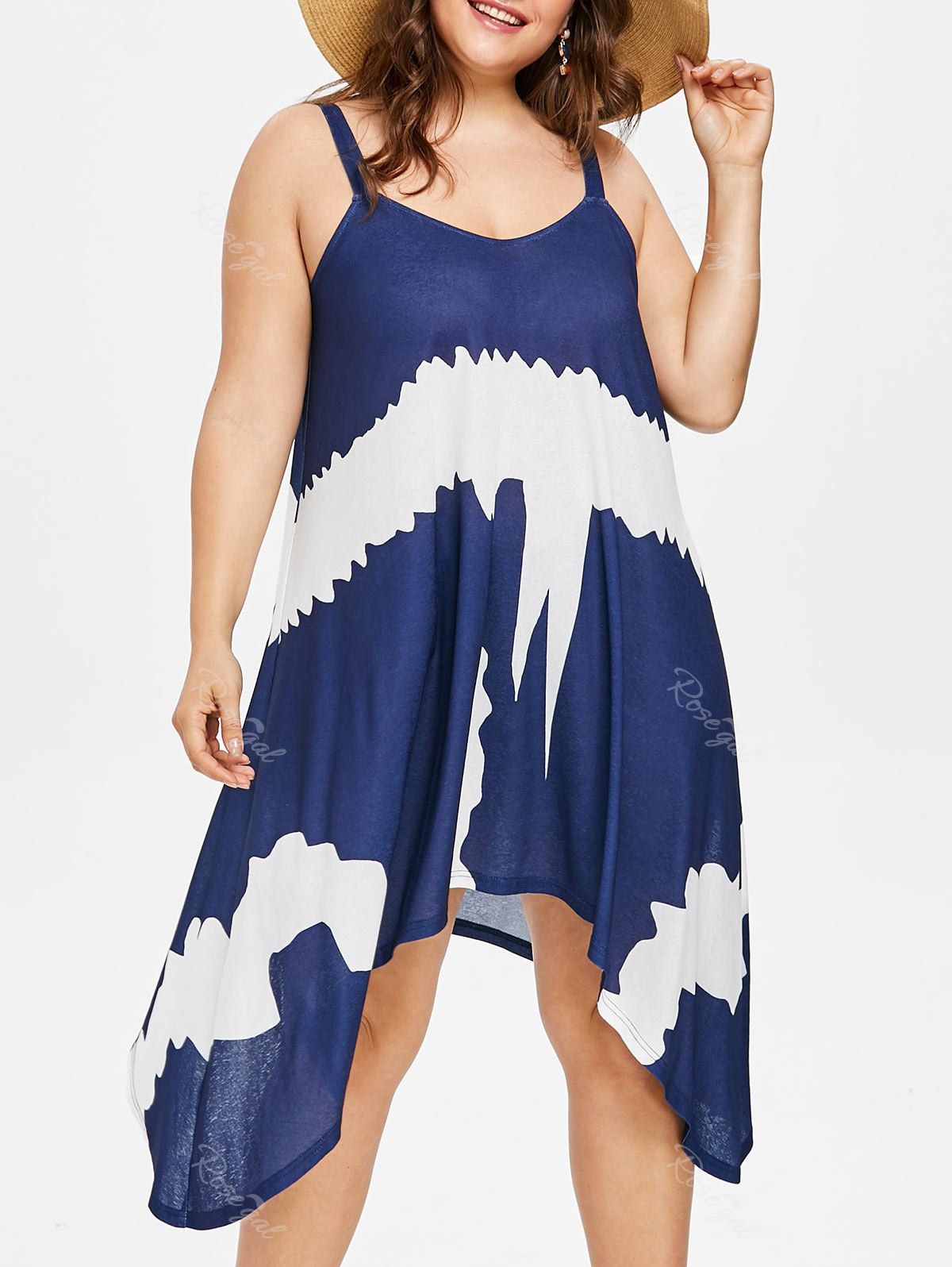 

Plus Size Handkerchief Sundress, Earth blue