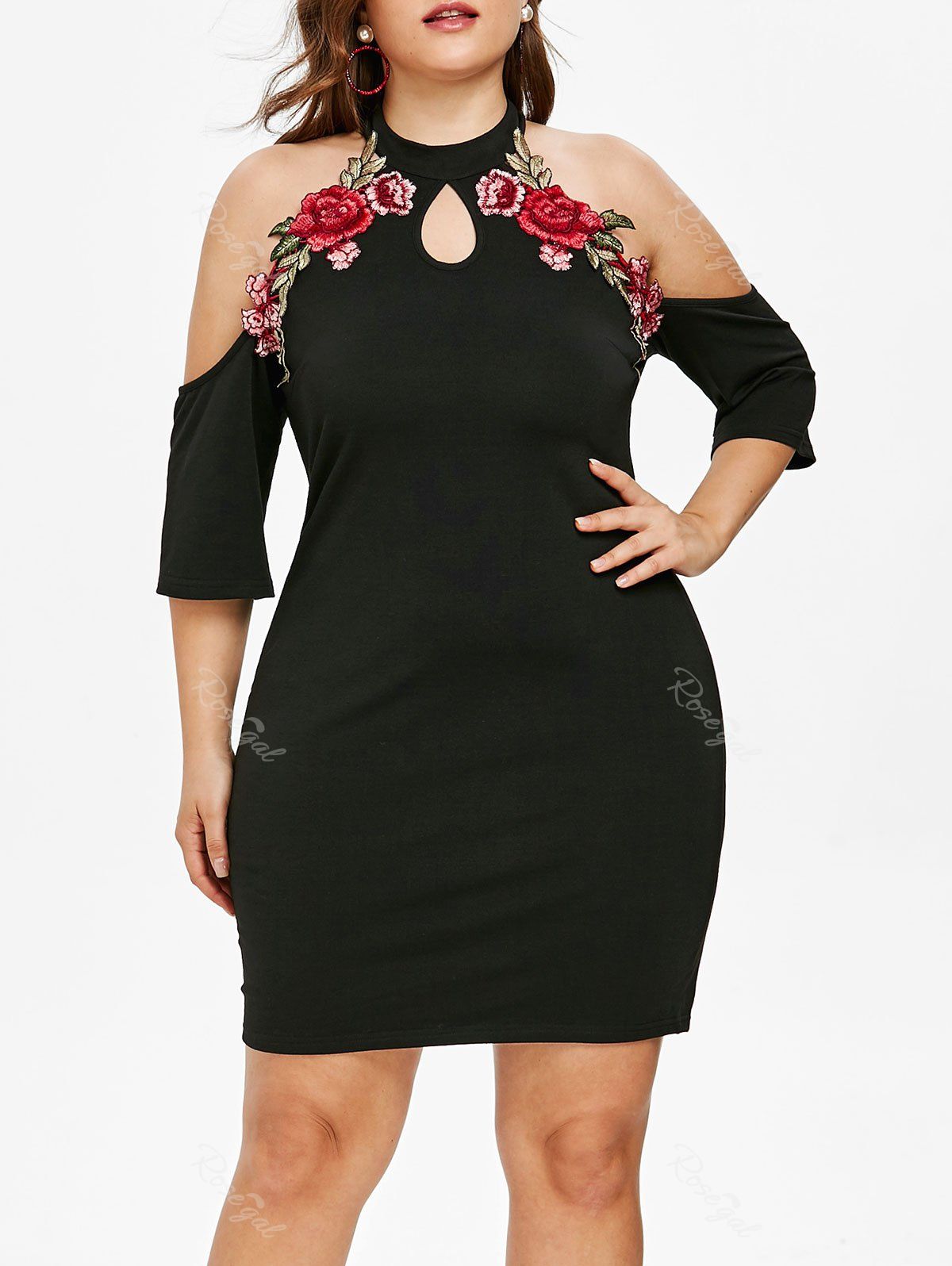 Robe Forure à Applique Floral Grande Taille  