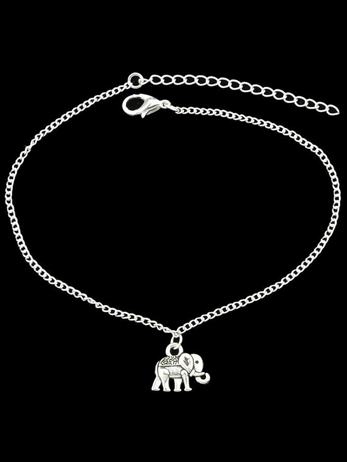

Alloy Charm Elephant Chain Anklet, Silver