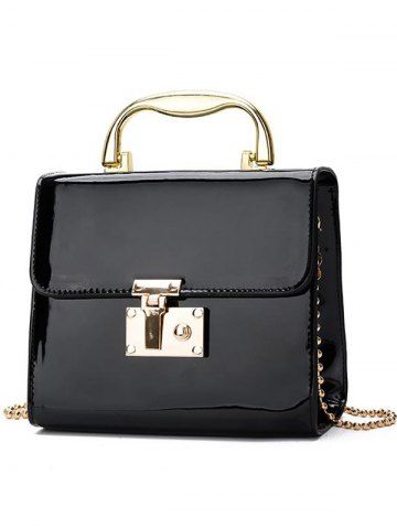 Outfit Patent Leather Metal Handel Chain Crossbody Bag