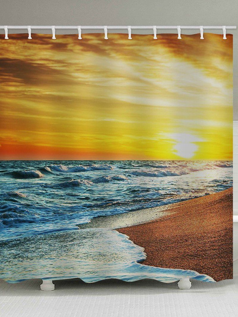 

Beach Sunset Print Waterproof Bathroom Shower Curtain, Multi