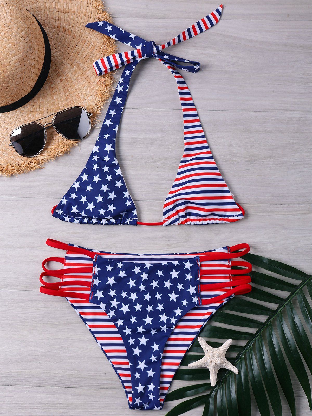 

High Cut American Flag Bikini Set, Multi