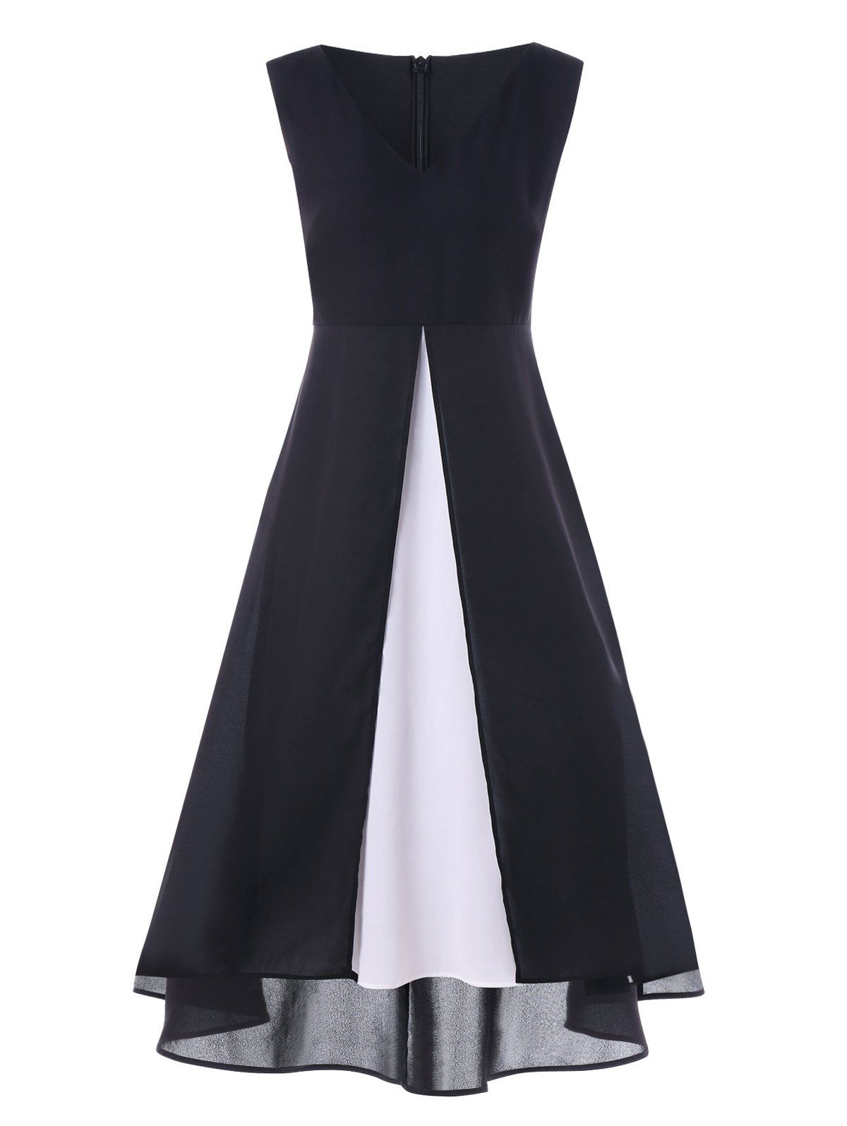 

Color Block Sleeveless Maxi Dress, Black