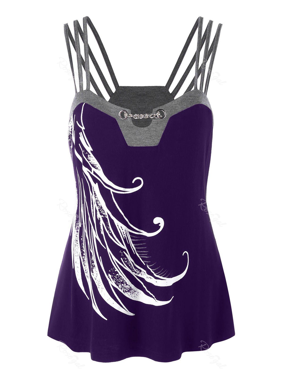 

Plus Size Graphic Strappy Tank Top, Purple iris