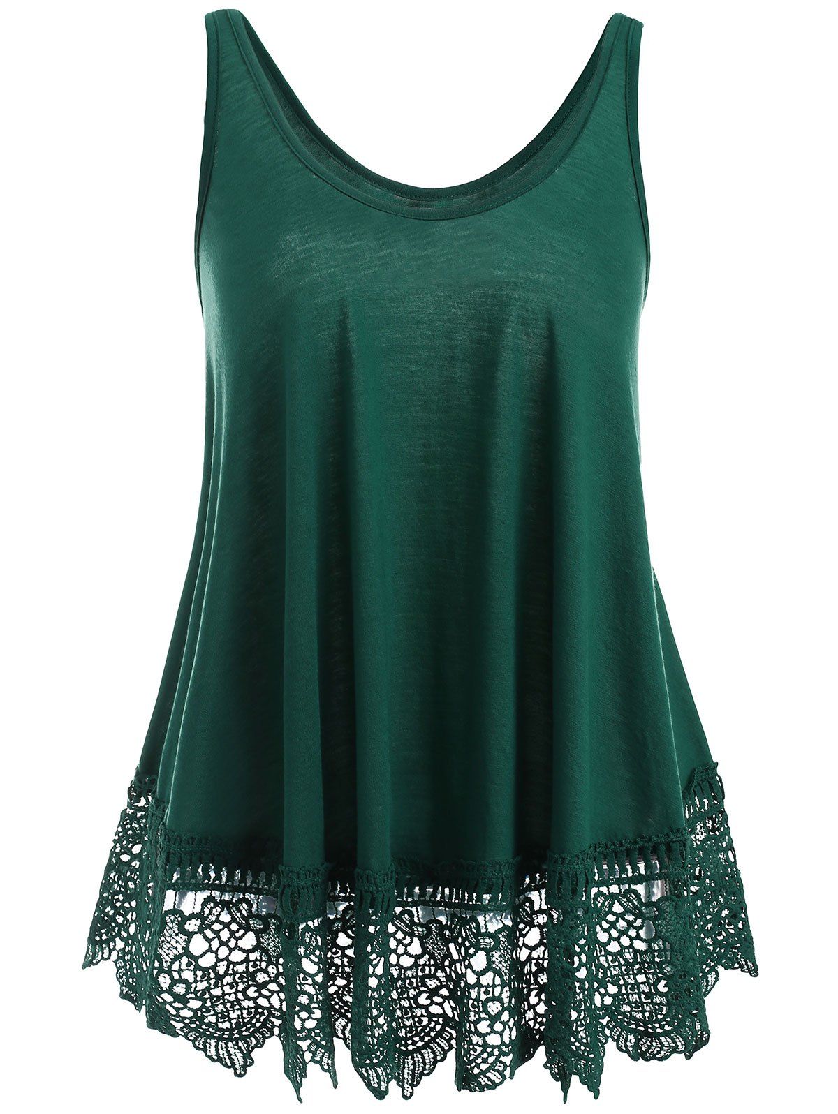 

Lace Panel U Neck Tank Top, Medium sea green