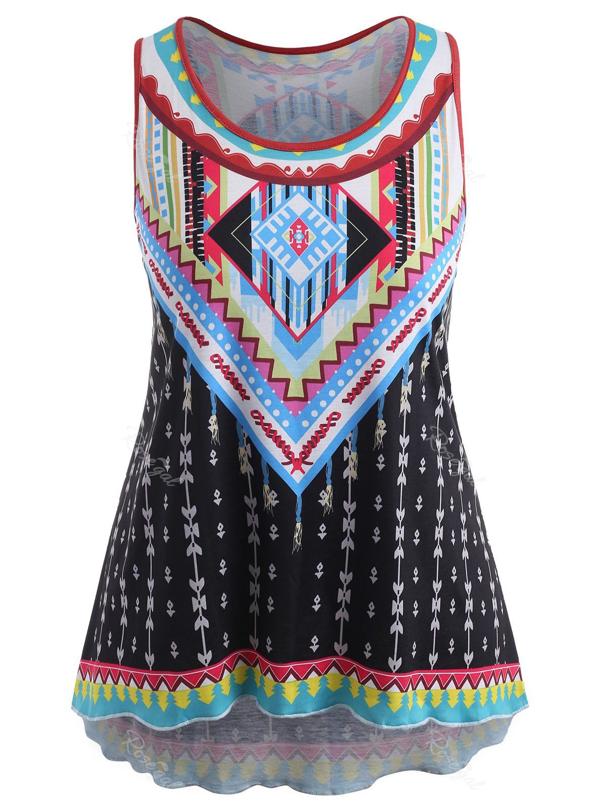 

Plus Size Tribal Print Tank Top, Black