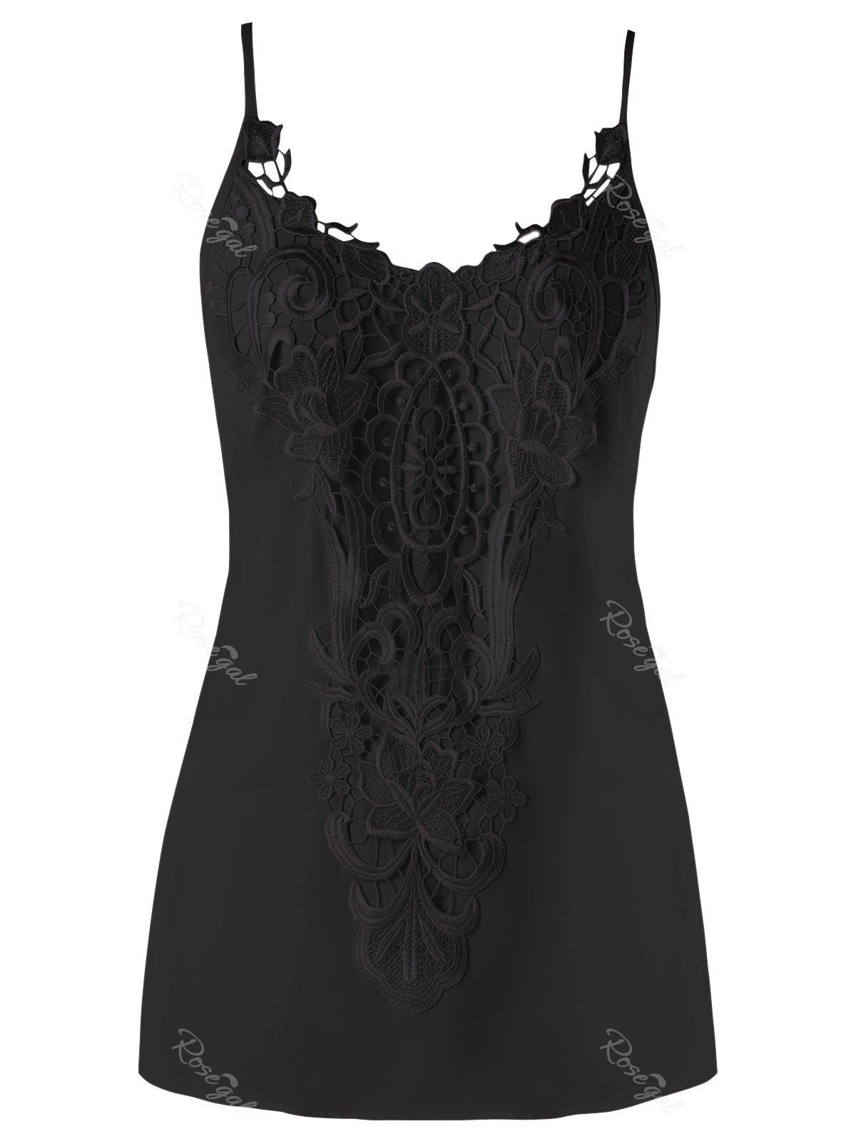 

Plus Size Crochet Trimmed Tank Top, Black