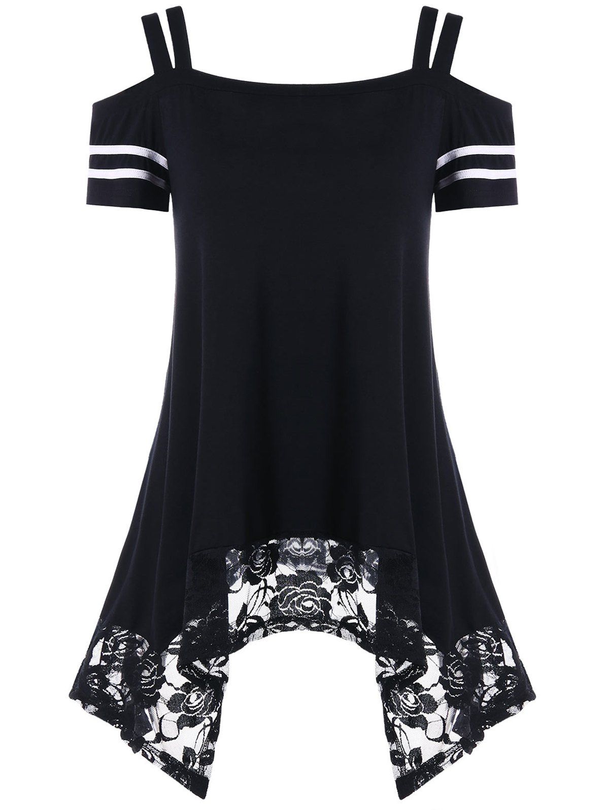

Cold Shoulder Asymmetrical T-shirt, Black