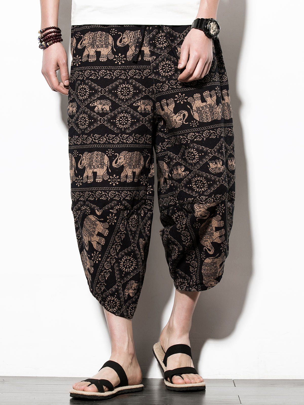 

Casual Elephant Print Nine Minutes of Jogger Pants, Multi