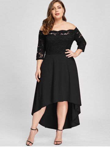 Plus Size Dresses Women S Trendy Lace White Black Plus Size Off Shoulder Lace High Low Dress