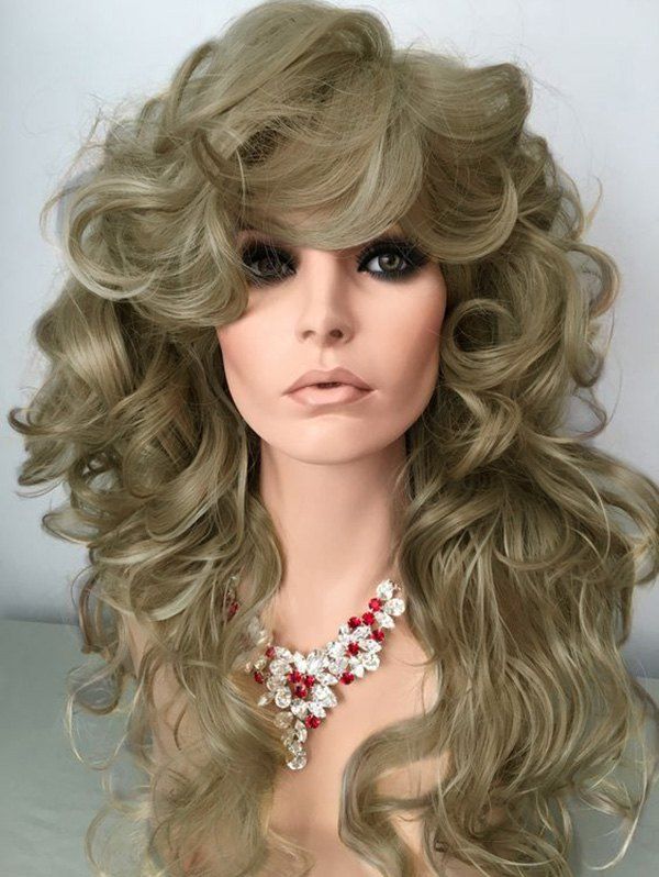 

Long Side Bang Wavy Synthetic Wig, Goldenrod