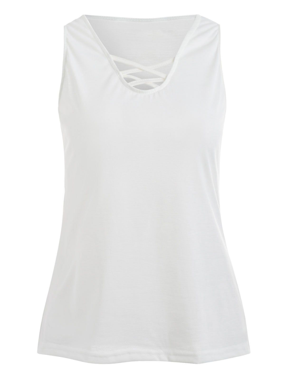 

Sleeveless Criss Cross Tank Top, White