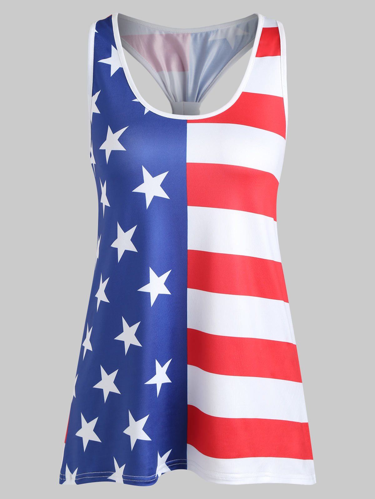 

Back Knot American Flag Tank Top, Multi