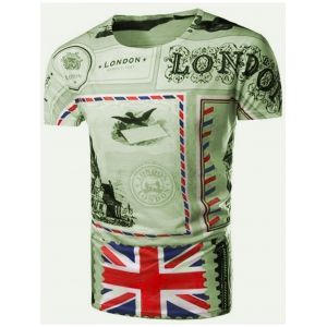 

Round Neck Union Jack Pattern Print Short Sleeve Men's T-Shirt, Colormix
