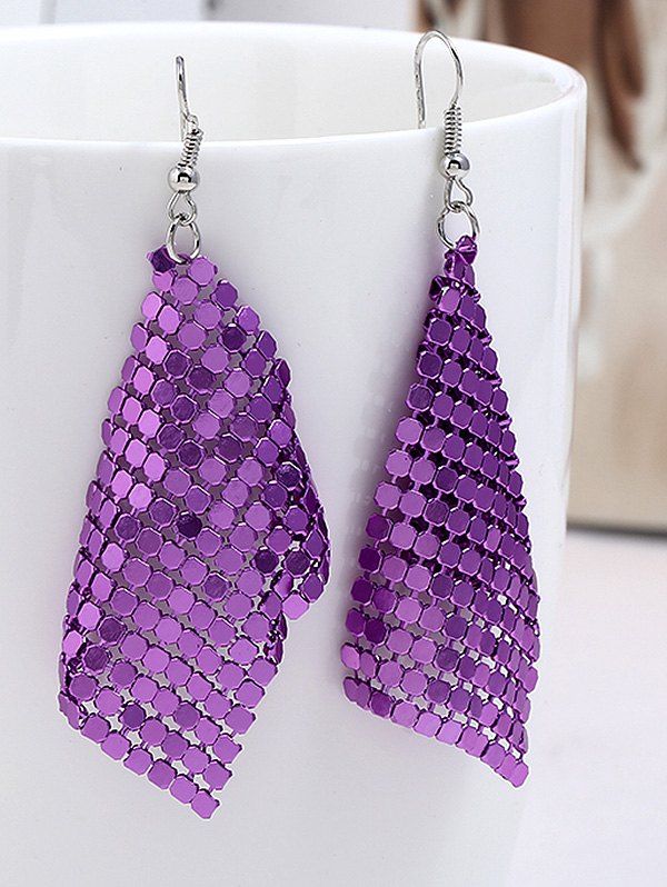

Statement Alloy Sequins Drop Earrings, Purple
