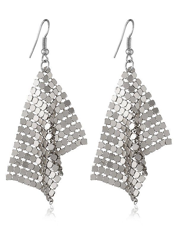 

Statement Alloy Sequins Drop Earrings, Silver
